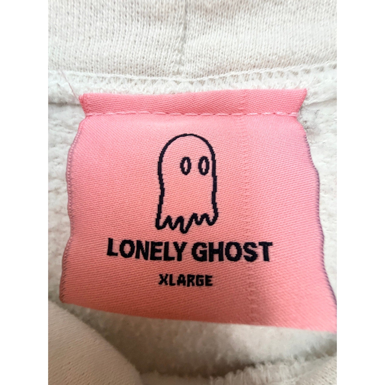 Lonely Ghost White Red Embroidered Logo Hoodie Unisex XL