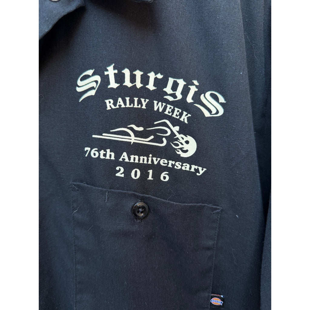 Dickies Sturgis Rally Week 2016 Shirt Mens XL Black Motorcycle Button Up Biker