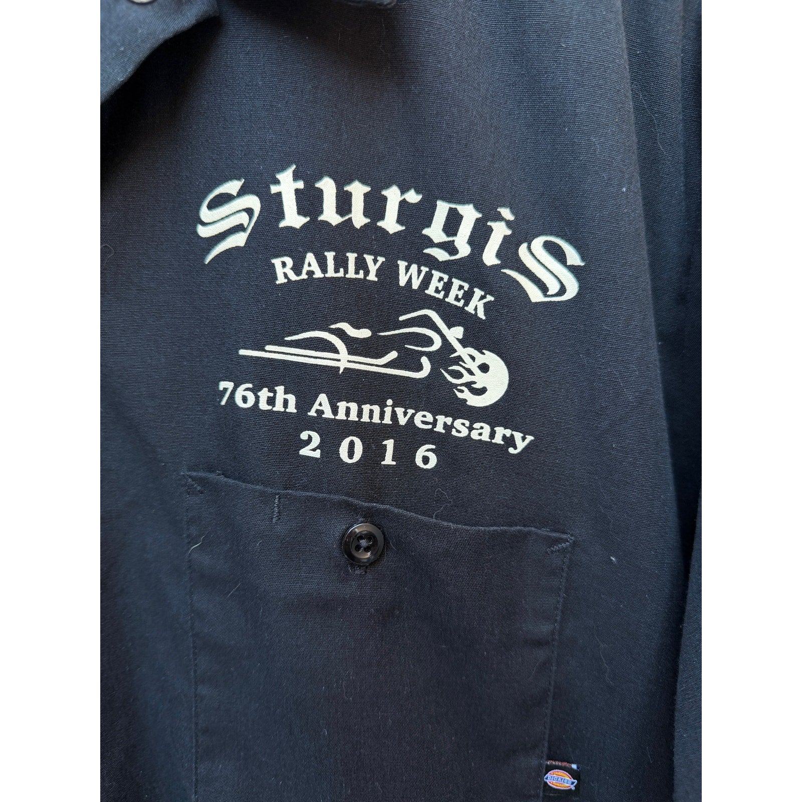Dickies Sturgis Rally Week 2016 Shirt Mens XL Black Motorcycle Button Up Biker
