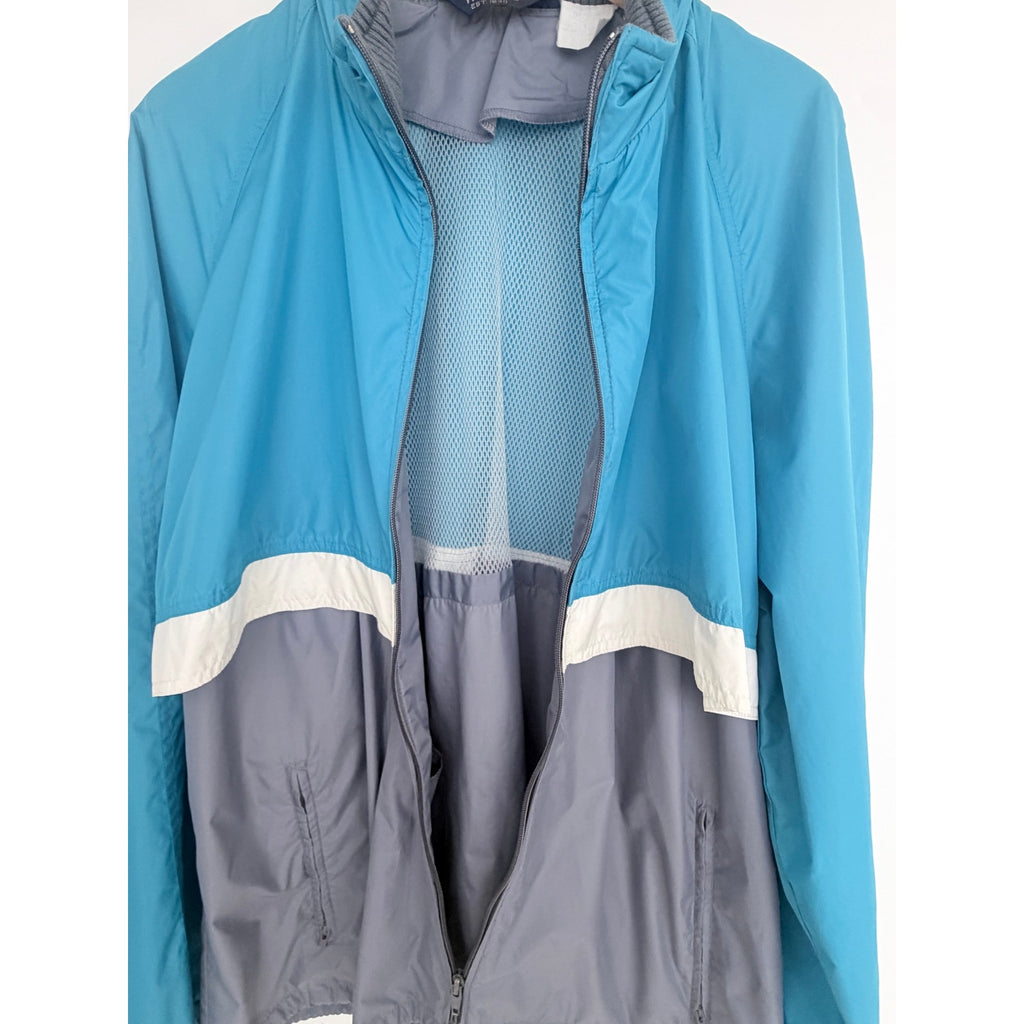 Woolrich Windbreaker Jacket Mens Large Blue Gray Full Zip Lightweight
