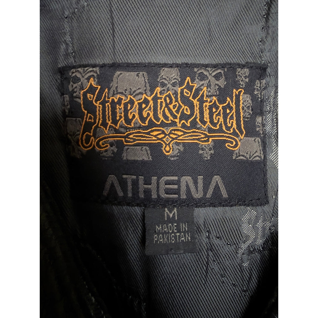 Street Steel Athena Leather Motorcycle Vest Womens Medium Black Snap Front Biker