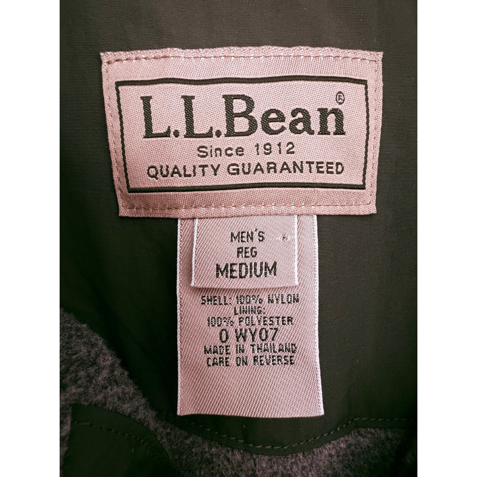 L.L.Bean Black Nylon Fleece Lined Full Zip Outdoor Vest Mens M