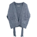 Et Clet Fuzzy Knit Cardigan Sweater Womens S M Gray Open Front
