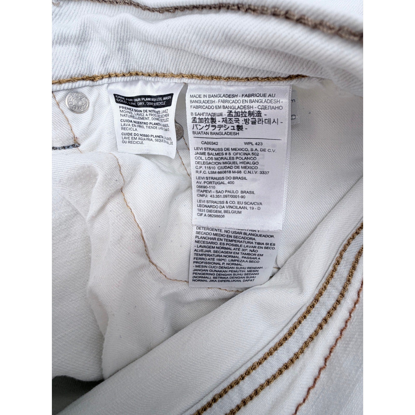 Levis 502 Jeans Mens 36x30 White Denim Straight Leg Pants