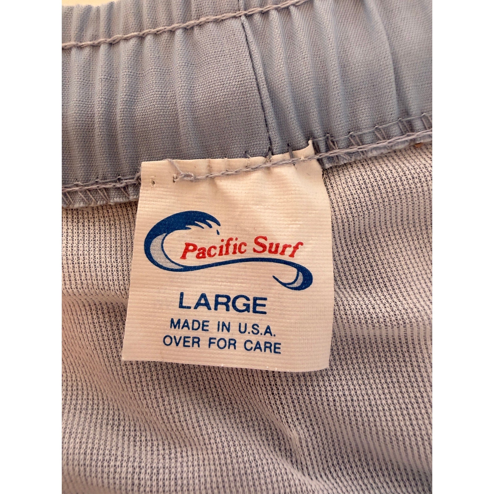 Pacific Surf Swim Trunks Mens Large Blue Red Vintage Made USA