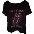 Rolling Stones 1975 US Tour Tongue Logo Graphic T Shirt Womens Small/Med Black
