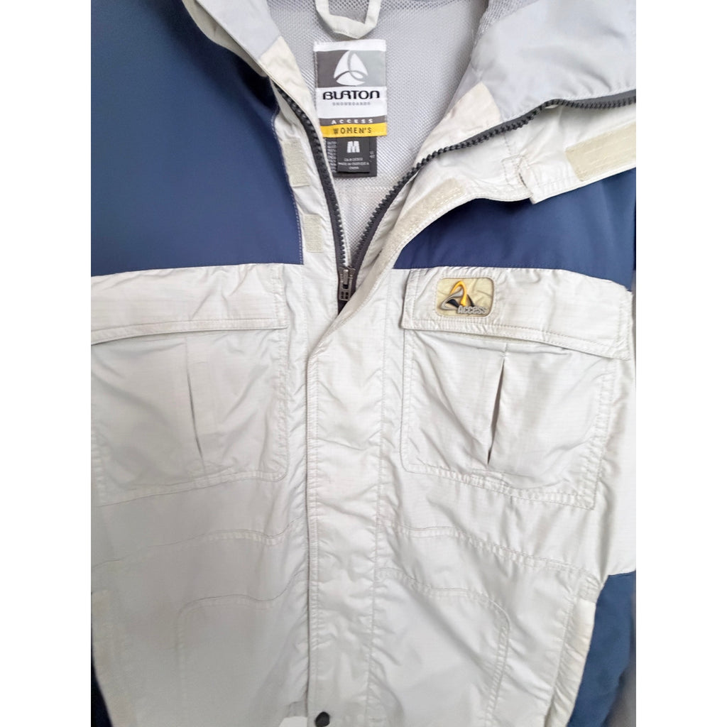Burton Access Womens Medium Blue White Snowboard Jacket Hooded