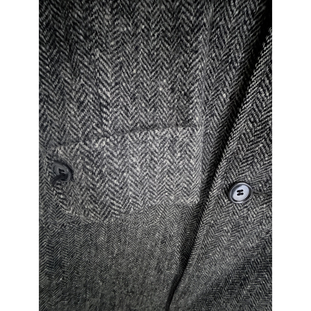 Harris Tweed Gray Herringbone Wool Overcoat