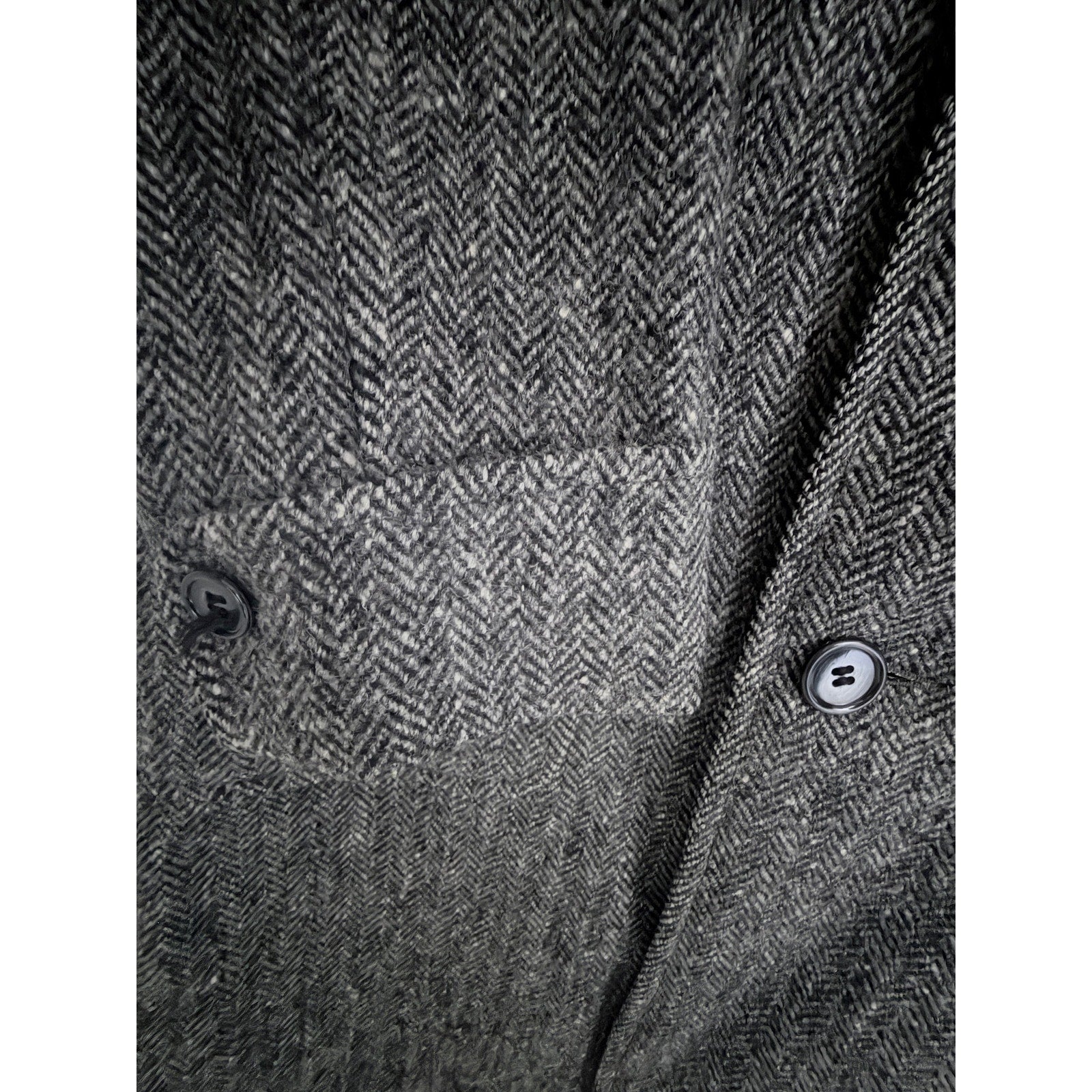 Harris Tweed Gray Herringbone Wool Overcoat