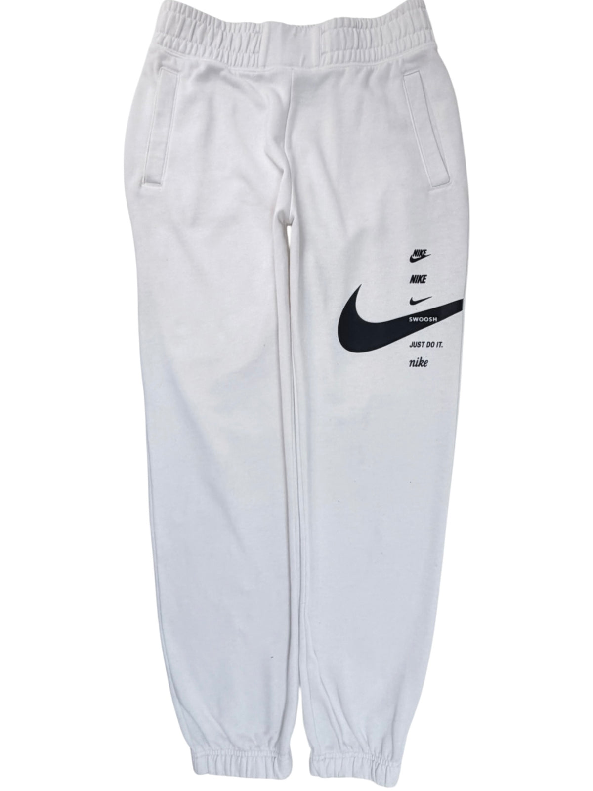Nike Women's White Nike Sportswear Swoosh Fleece Joggers — front view