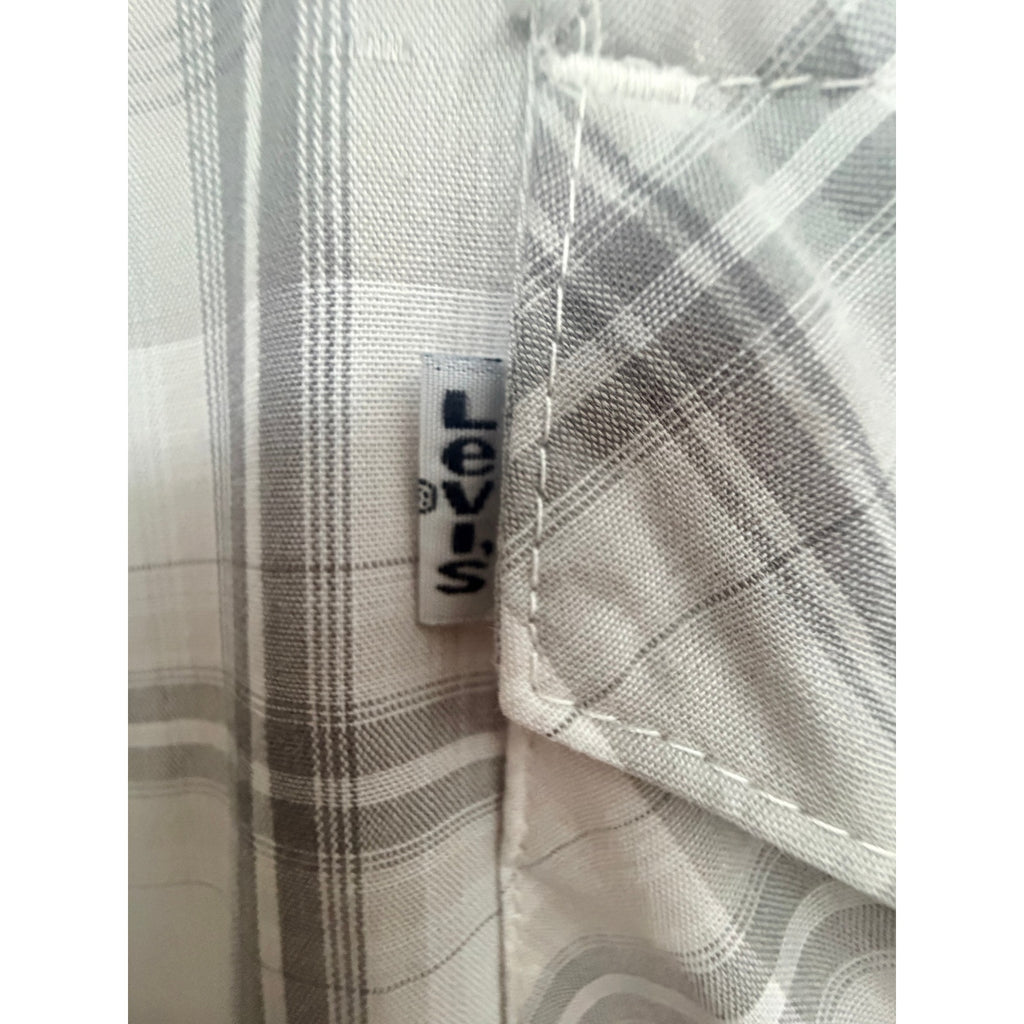 Levi's Gray Plaid Western Pearl Snap Shirt Mens Large