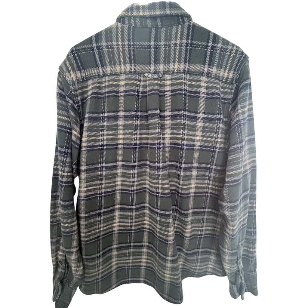 Woolrich Plaid Flannel Shirt Jacket Mens XL Green Button Front Wool Blend