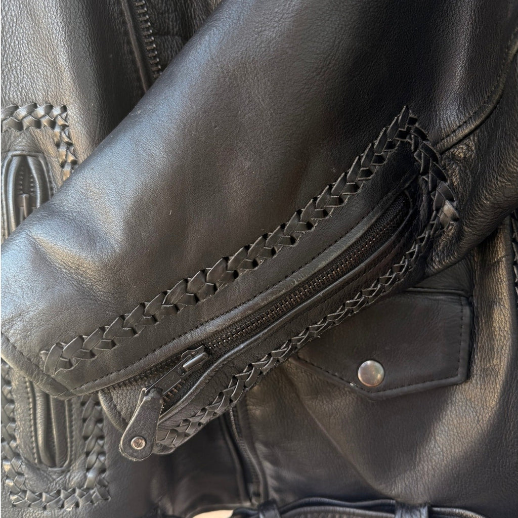 Leather Mill Western Biker Leather Jacket Mens 46 - product photo 8