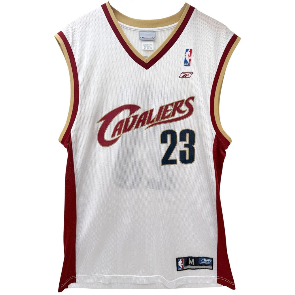 Cleveland Cavaliers 23 Basketball Jersey Mens Medium Lebron Reebok NBA White Red
