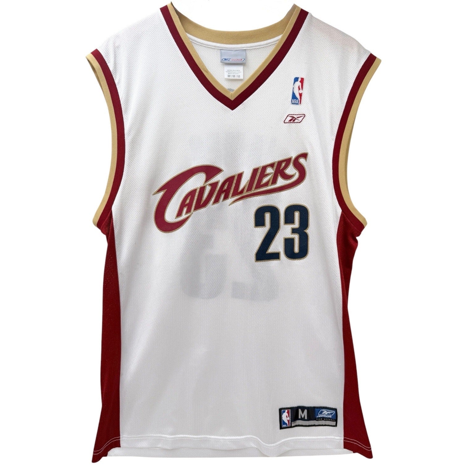 Cleveland Cavaliers 23 Basketball Jersey Mens Medium Lebron Reebok NBA White Red