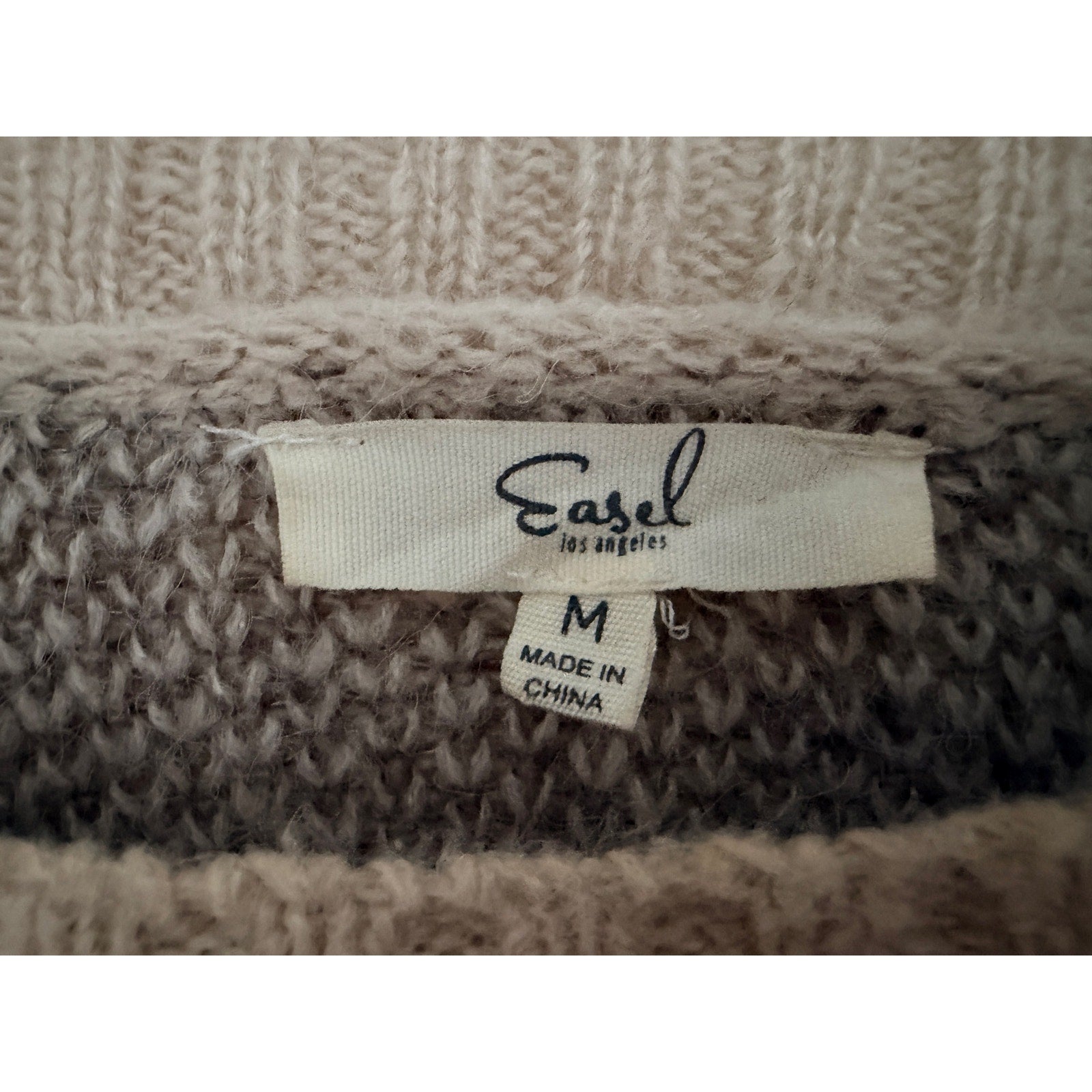 Easel Leopard Colorblock Sweater Womens Medium Red Cream Knit Pullover