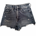 Zara Distressed Button Fly Denim Shorts Womens US 2 Light Wash Cutoff