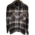Pendleton Burnside Plaid Flannel Shirt Mens Large Brown Gray Button Up