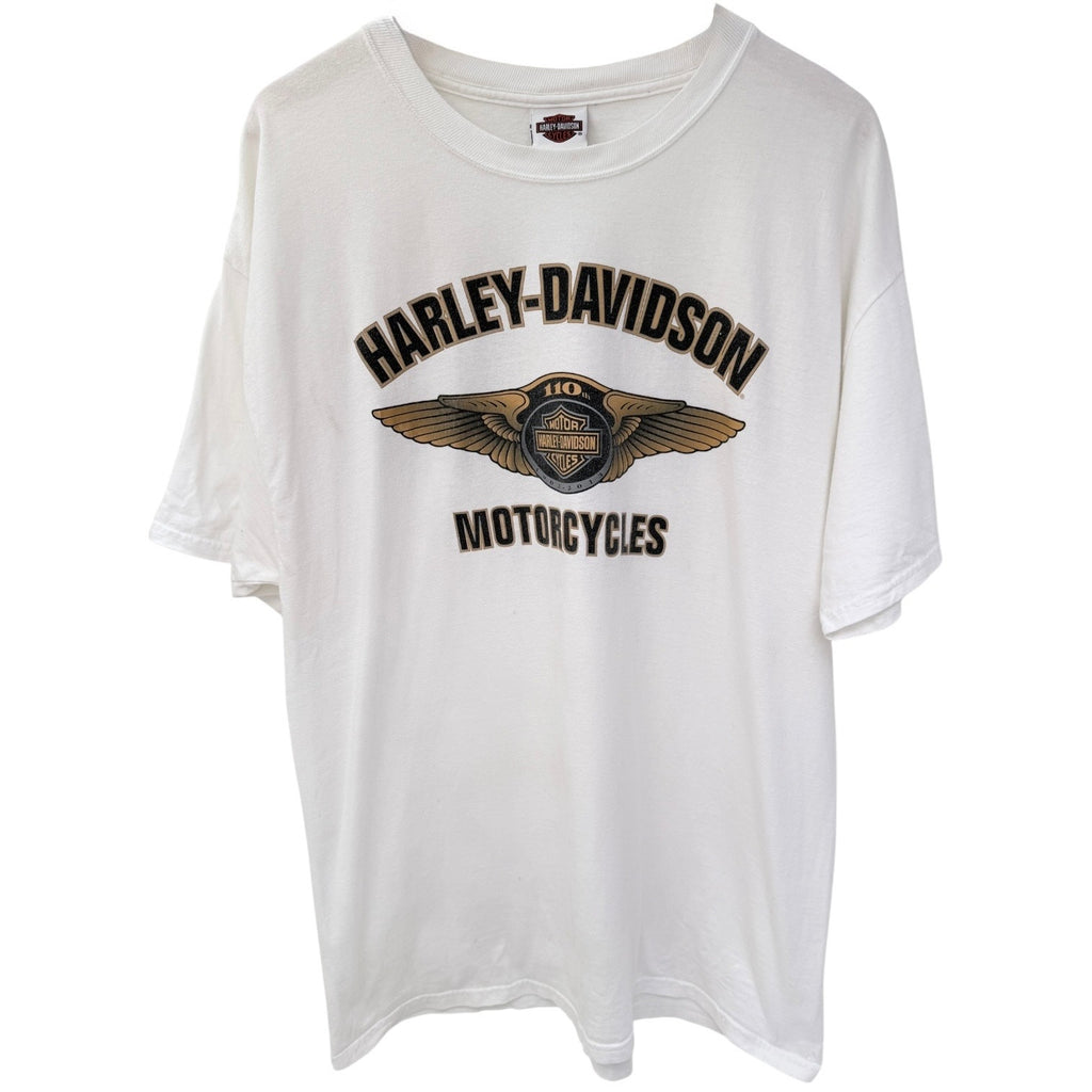 Harley Davidson Wisconsin T Shirt Mens XL White 110th Anniversary Graphic Tee