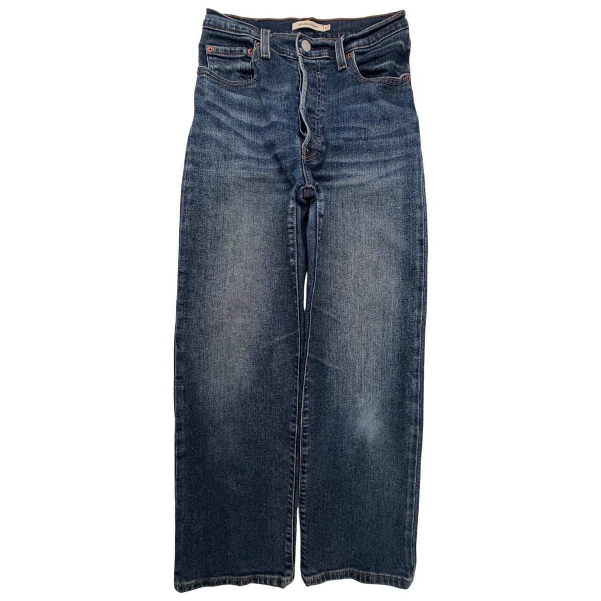 Levi's Blue Ribcage Straight L27 Cotton Jeans - Women's W27