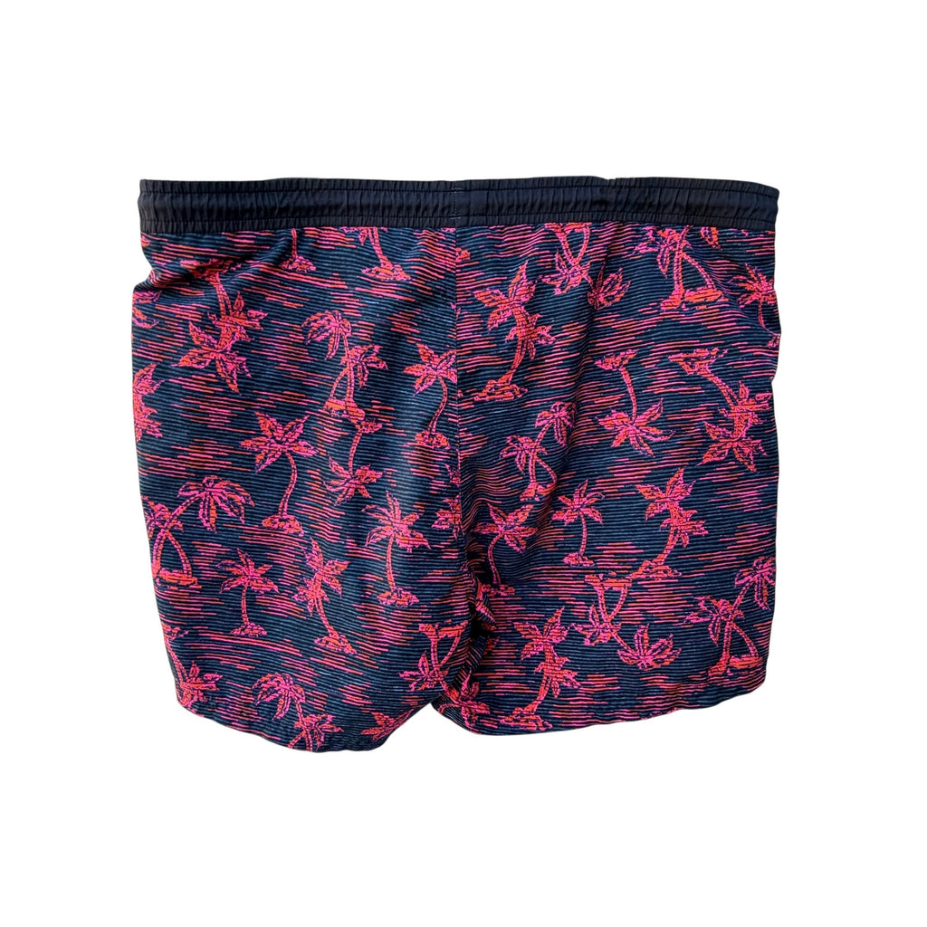 HUGO BOSS Blue Swimwear Hugo Boss Navy Pink Palm Print Swim Trunks Medium