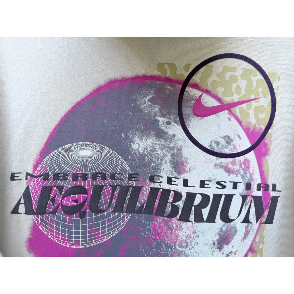 Nike Graphic Hoodie Womens Medium Cream Equilibrium Pullover Sweatshirt