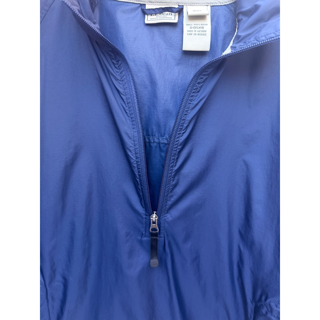 L.L. Bean Pullover Jacket Mens Medium Blue 1/4 Zip Nylon Lightweight Outdoor