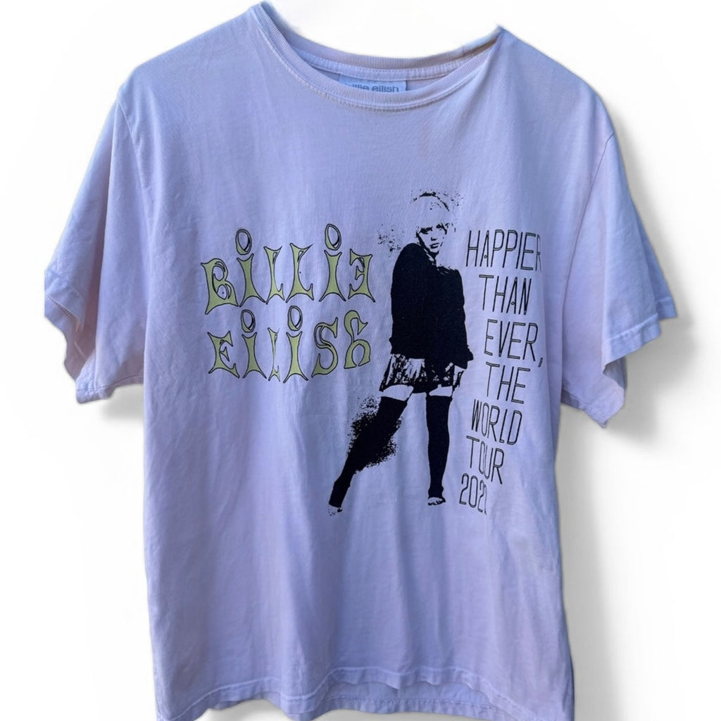 Billie Eilish T Shirt Womens Medium White Happier Than Ever Tour 2022 Concert