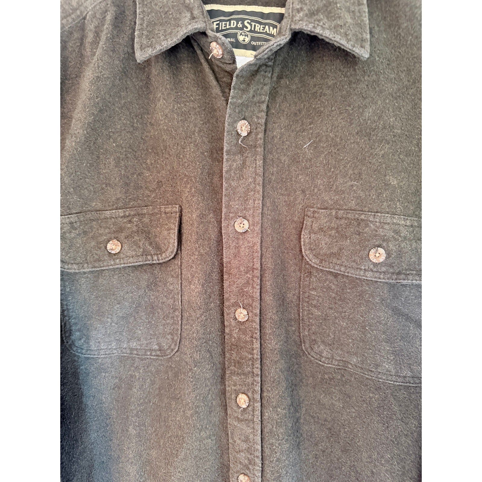 Field & Stream Flannel Button Up Shirt Mens Large Green Outdoor Hunting