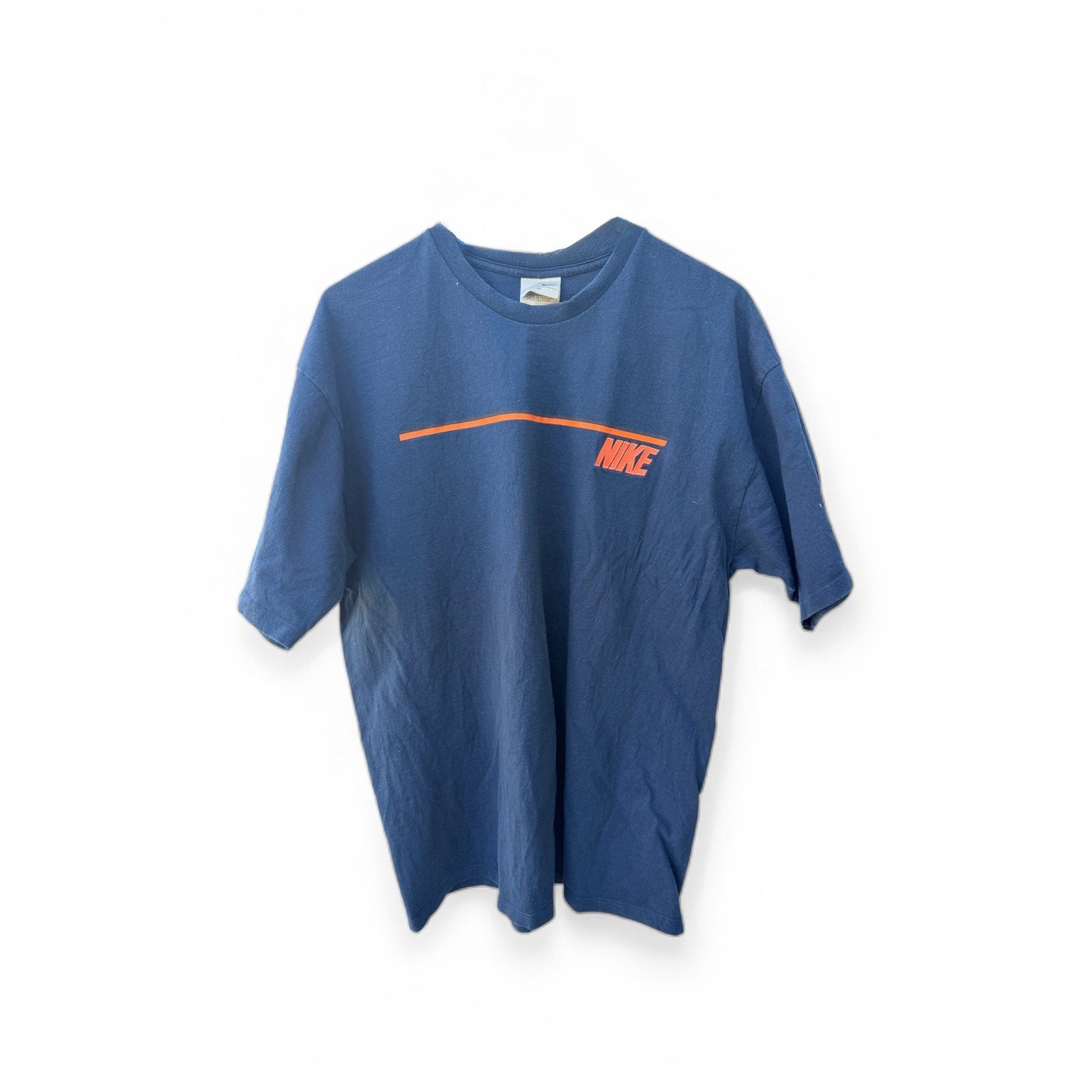 Vintage Nike Blue Orange Spellout T Shirt XL 90s Style