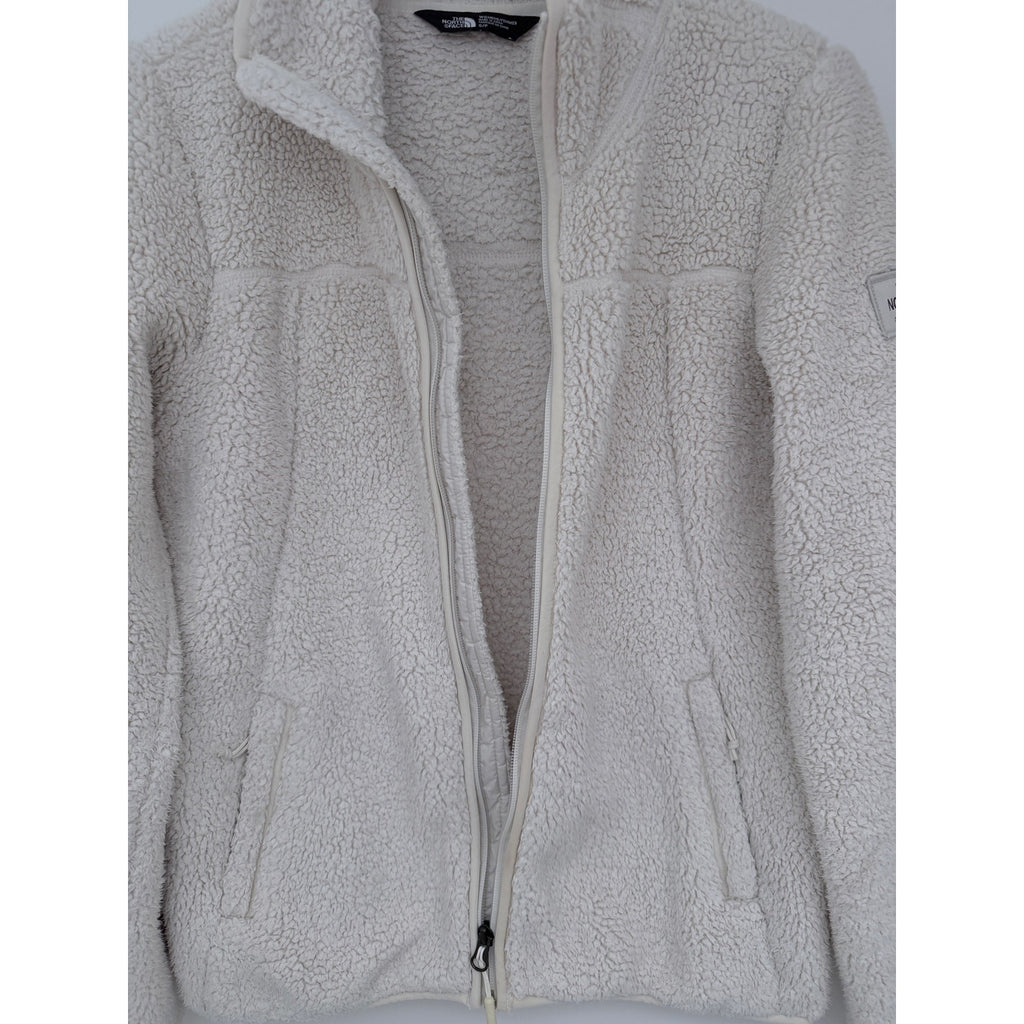 The North Face Sherpa Fleece Jacket Womens Small Cream Full Zip