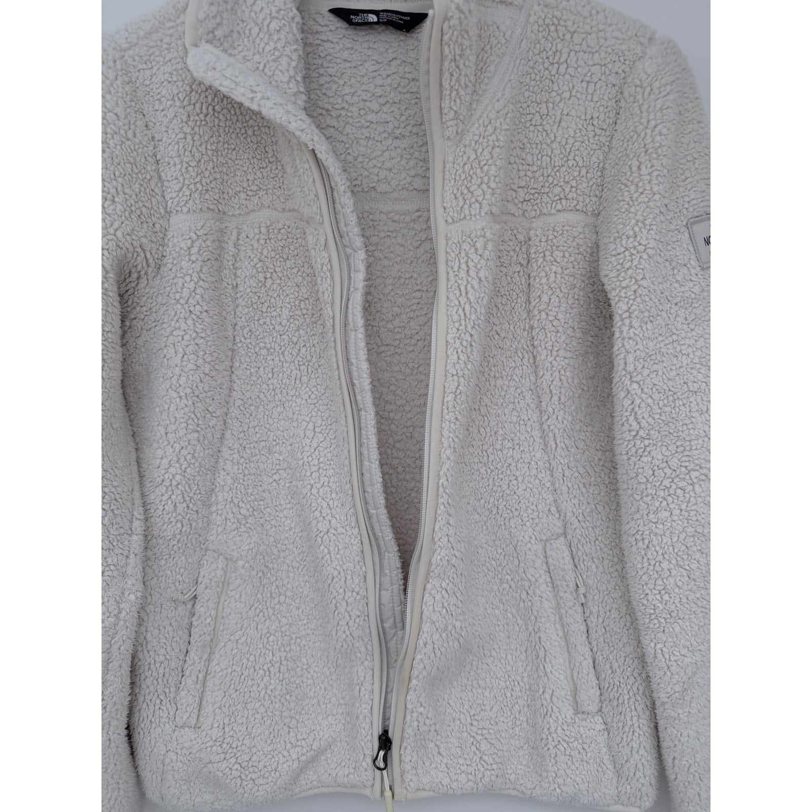 The North Face Sherpa Fleece Jacket Womens Small Cream Full Zip