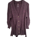 Free People Cable Knit Cardigan Womens Small Purple Chunky Button Front Sweater