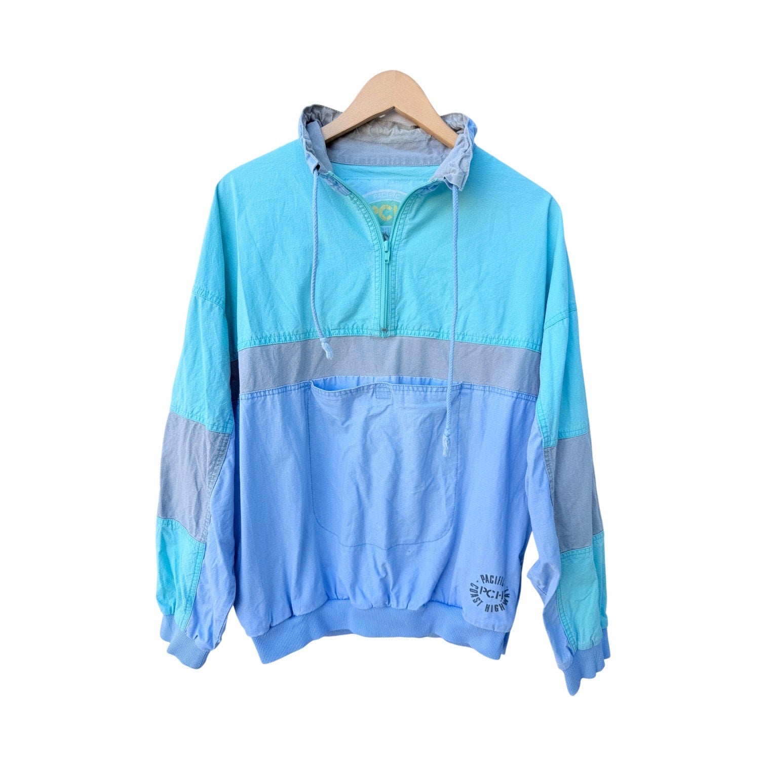 Pacific Trail Colorblock Jacket Mens Large Blue Green Vintage 90s Pullover