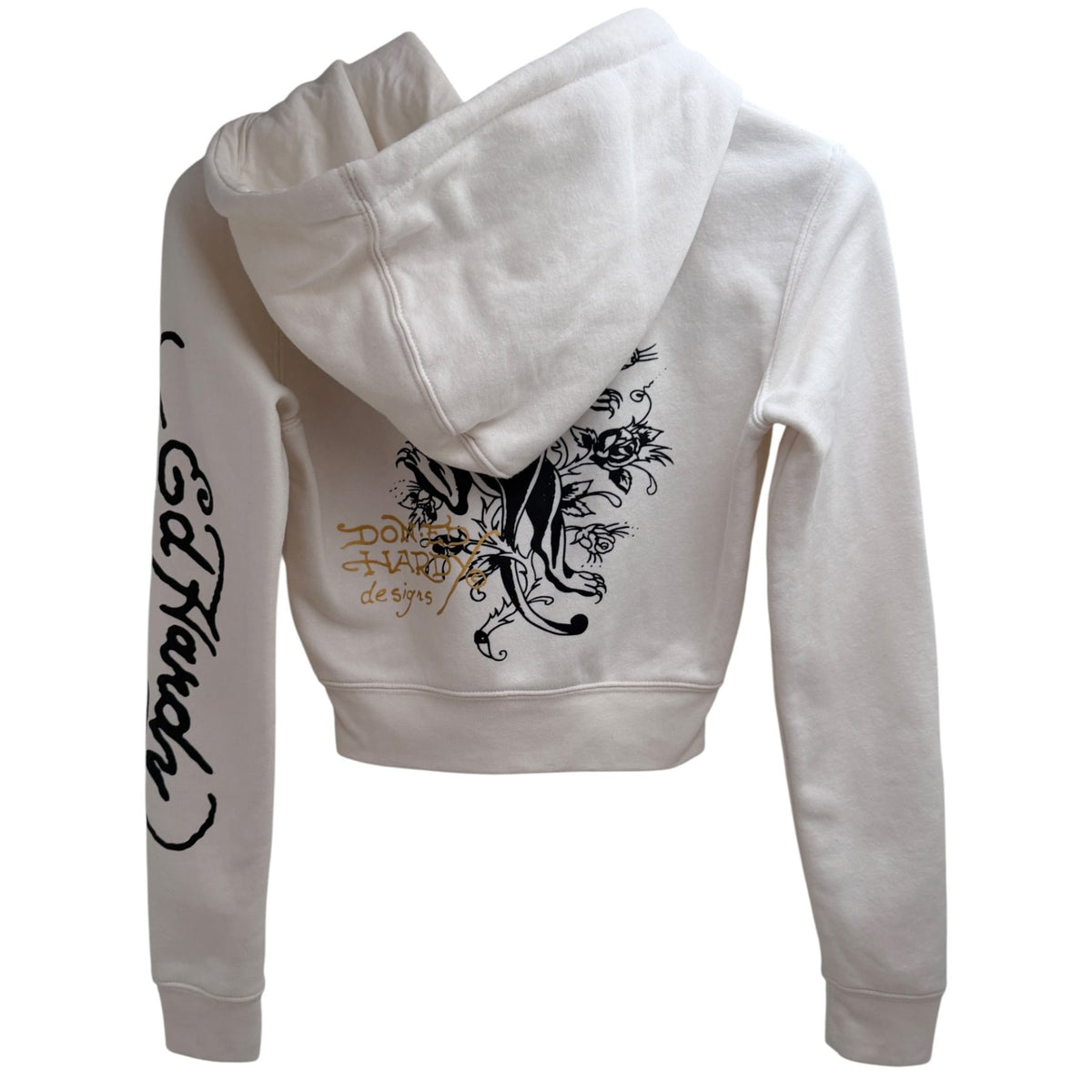 Ed Hardy Women's White Full-Zip Fleece Oversized Hoodie — back view