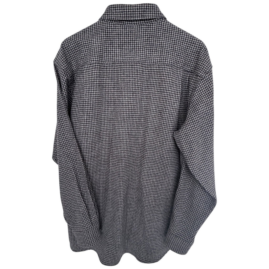 Pendleton Wool Button Front Shirt Mens Large Gray Black Check Long Sleeve