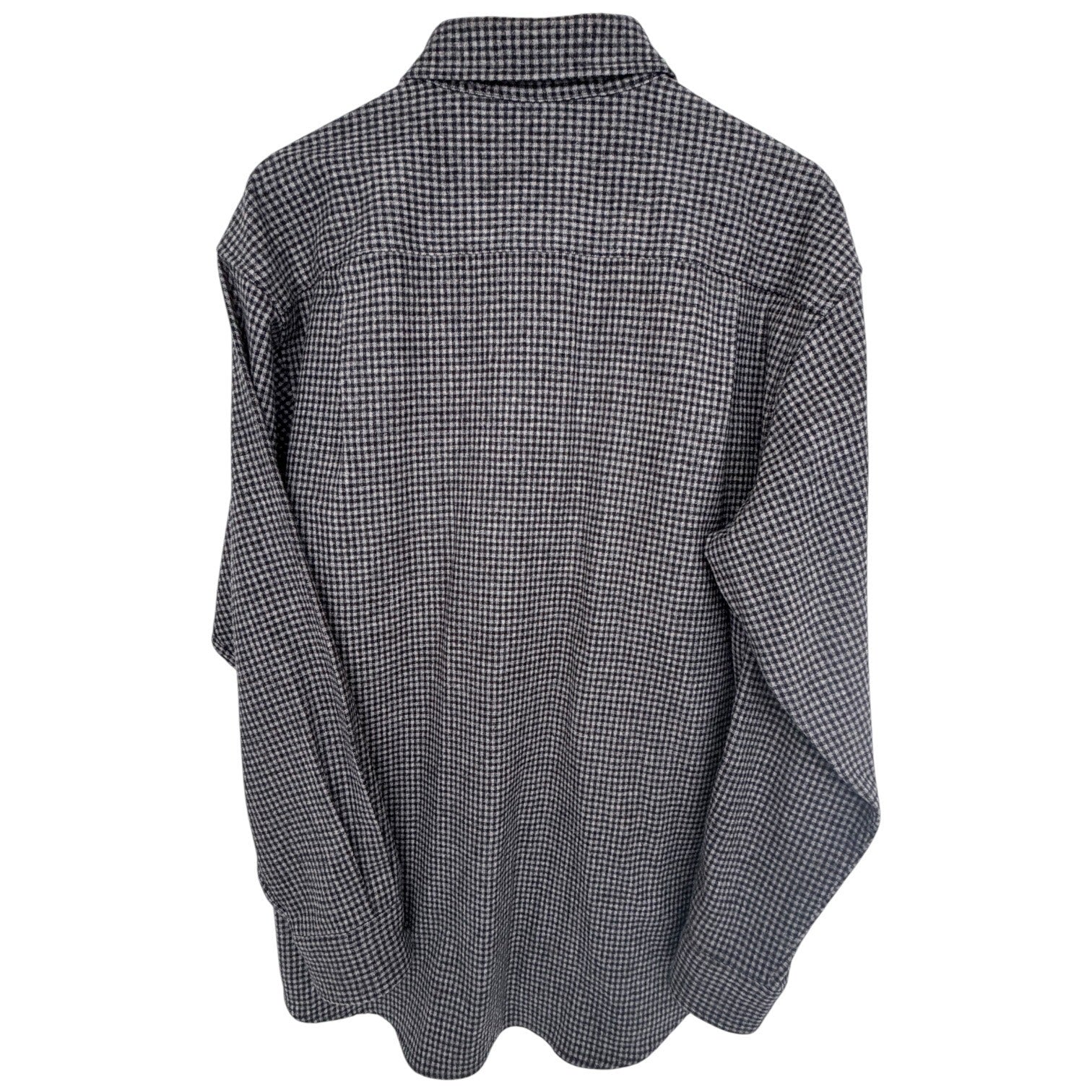 Pendleton Wool Button Front Shirt Mens Large Gray Black Check Long Sleeve