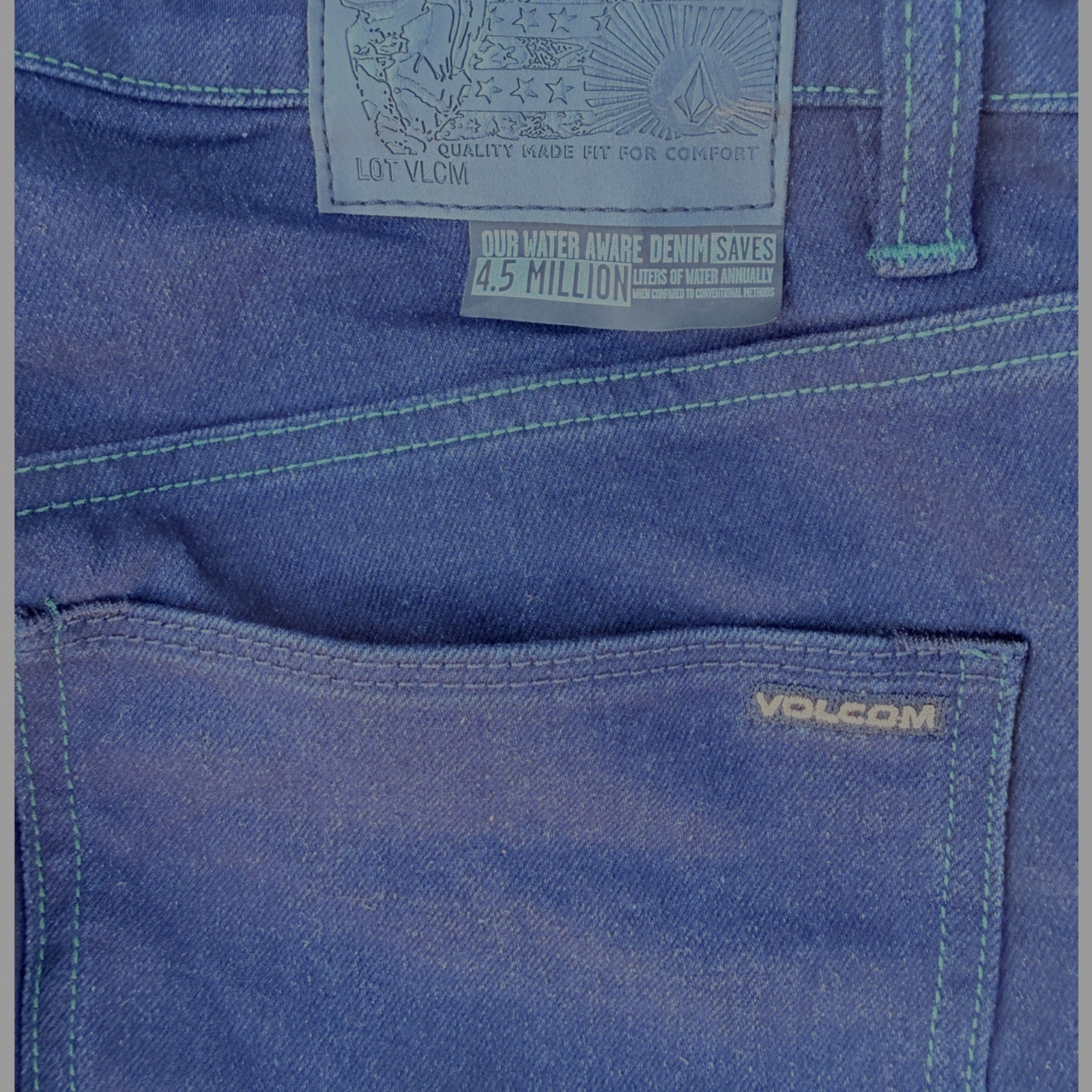 Volcom Denim Jeans Mens 30 Dark Blue Straight Leg Skate Denim Pants