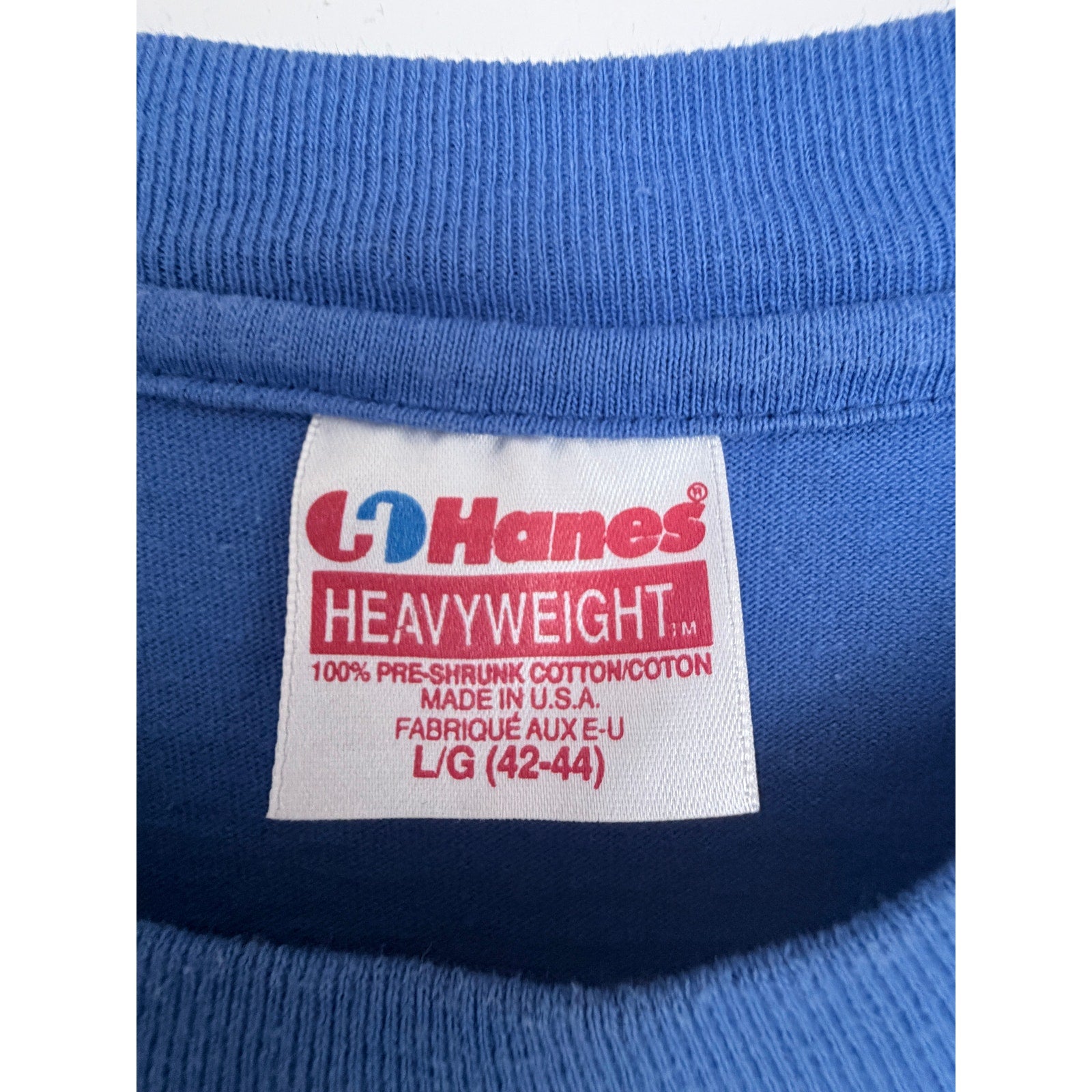 Vintage Chicago Cubs T Shirt Mens Large Blue MLB USA Made Hanes Baseball Graphic