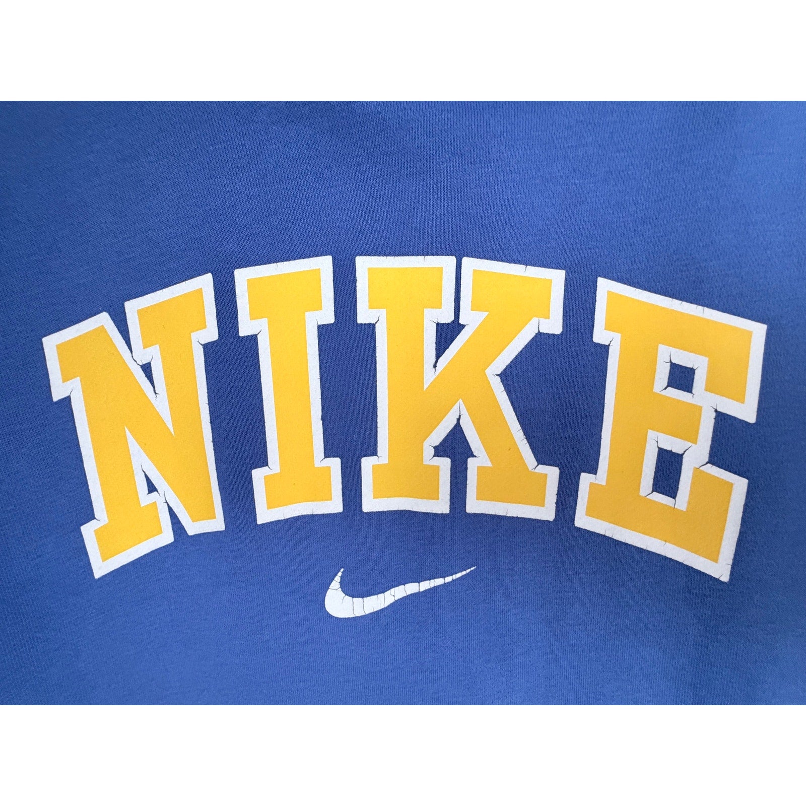 Nike Logo Hoodie Mens XL Blue Yellow Pullover Sweatshirt Athletic Fleece