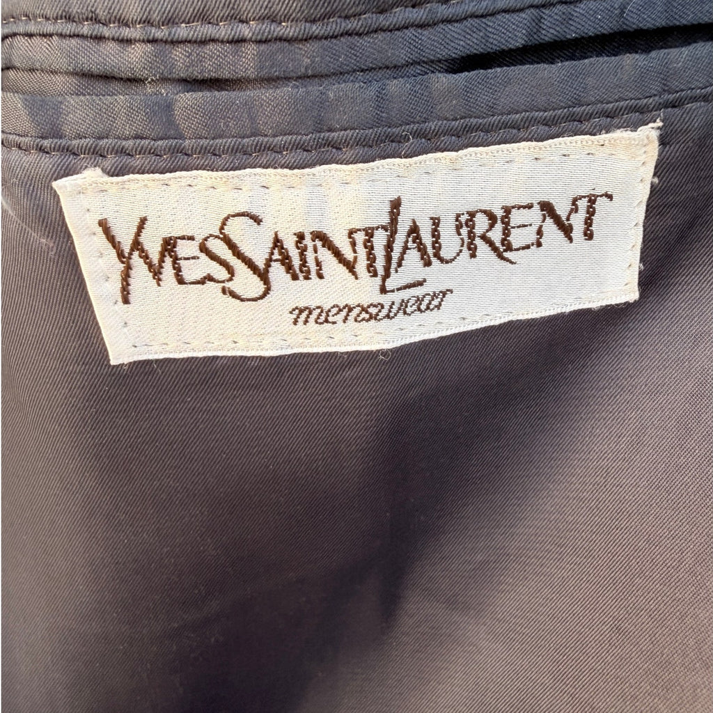 Yves Saint Laurent Blazer Jacket Mens 40R Gray Pinstripe Made In France Vintage