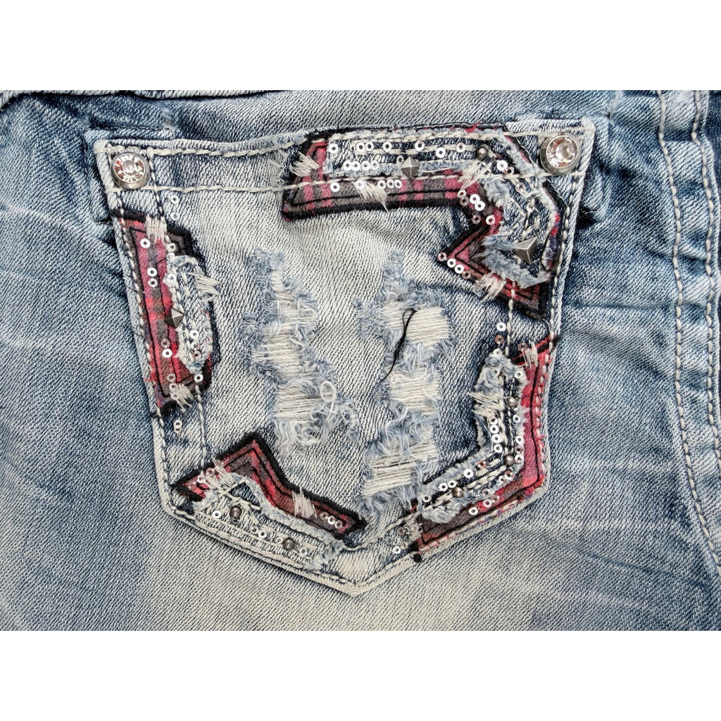 Miss Me Denim Shorts Womens 30 Distressed Sequin Cut Off Jean Shorts