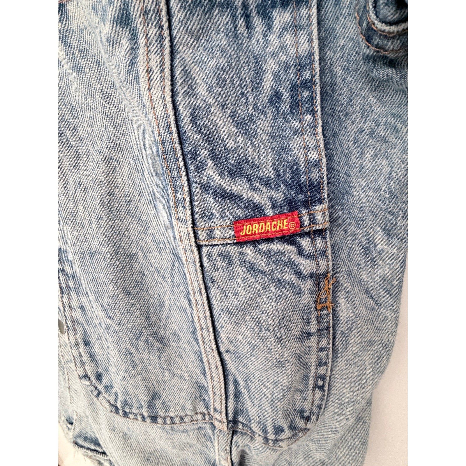Vintage Jordache Denim Jacket Womens L Blue Acid Wash Batwing Oversized