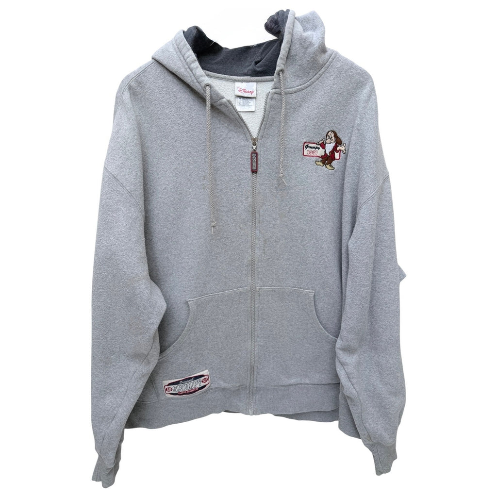 Disney Store Grumpy Zip Hoodie Mens XL Gray Snow White Full Zip Sweatshirt