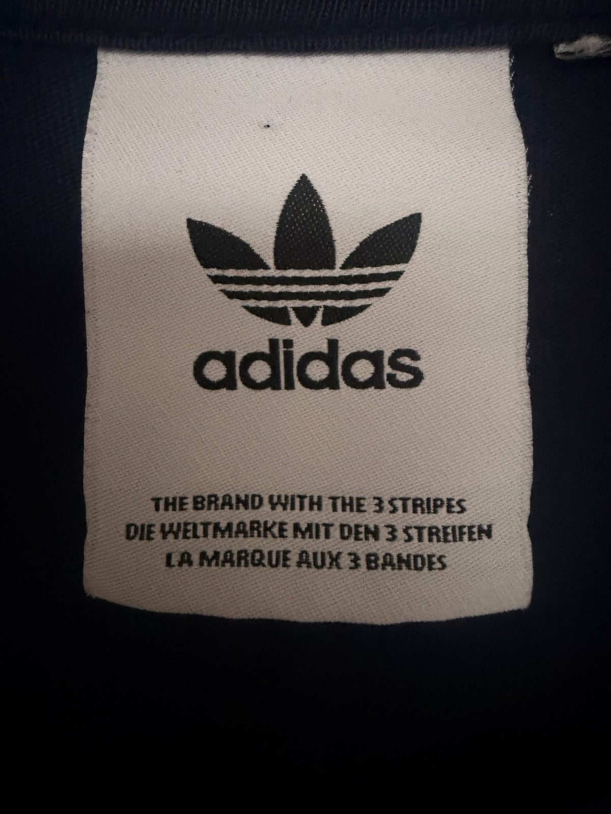 adidas Men's Navy Blue Rugby Raglan Crewneck T-Shirt — brand label