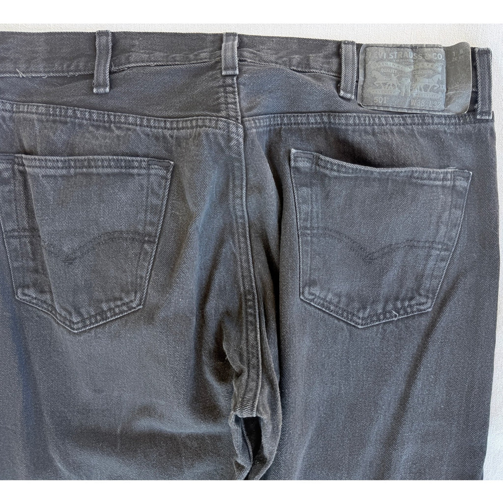 Levi's 501 Jeans Mens 38x32 Black Straight Leg Button Fly Denim Pants