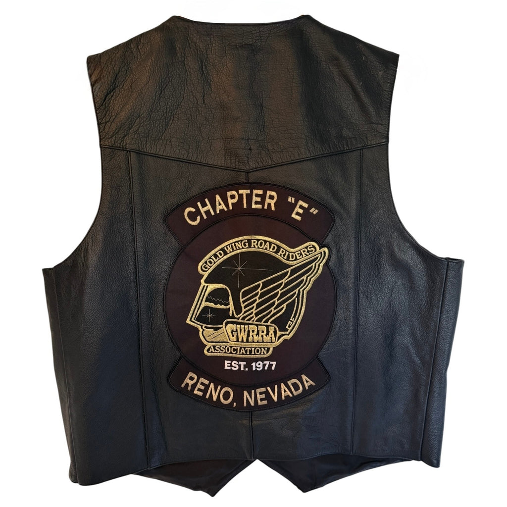 FMC Leather Vest Mens 46 Black Reno Nevada Biker Patch Motorcycle Vintage