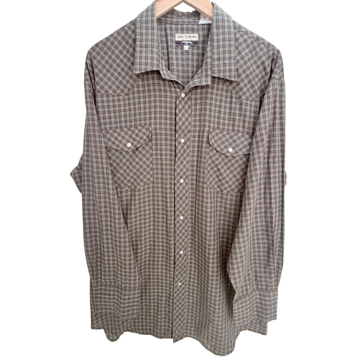 Roper Men's Brown Gold-Collection Button-Up — front view