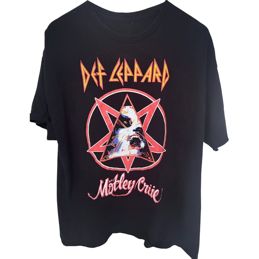 Def Leppard Motley Crue Stadium Tour 2022 T Shirt Mens XL Black Concert Tee