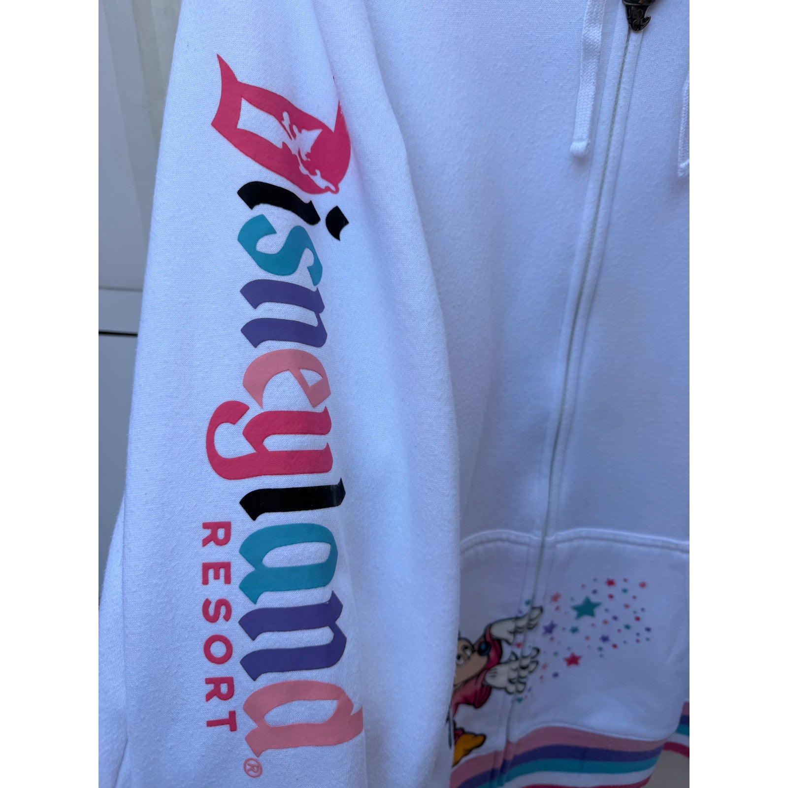 Disneyland 50th Anniversary Hoodie Womens 2XL White Mickey Full Zip Disney Parks